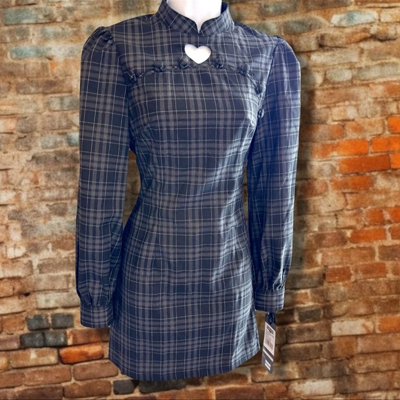 NWT Punk Rave Plaid Heart Cut Out Mini Dress | Small - Picture 7 of 10